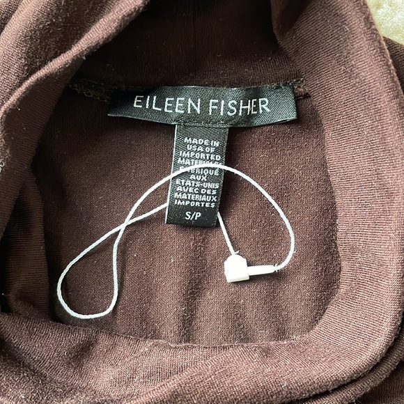 Eileen Fisher Scrunched Turtleneck Jersey Tunic, Brown, Size Small - Picture 6 of 10